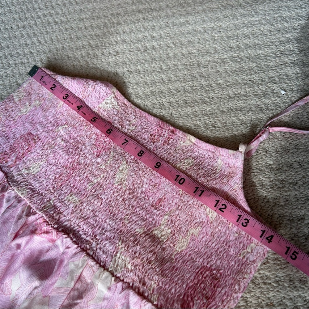 GAP Maternity Pink Floral Smocked Tiered Maxi Sun Dress Comfortable Bright - Picture 8 of 11